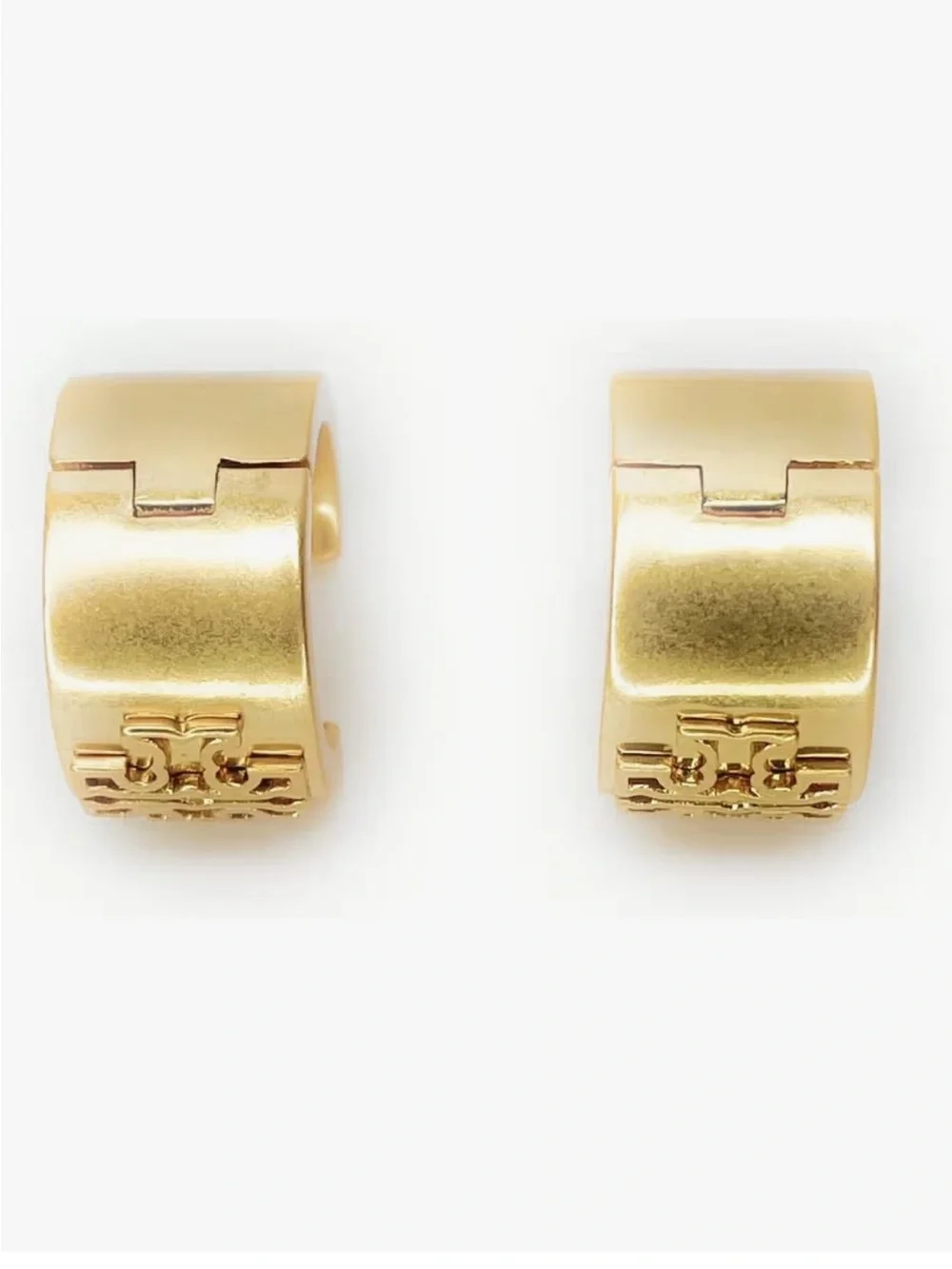 Tory Burch Gold-Tone Logo Huggie Hoop Earrings 💛